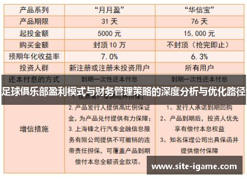 足球俱乐部盈利模式与财务管理策略的深度分析与优化路径 足球俱乐部盈利模式与财务管理策略的深度分析与优化路径